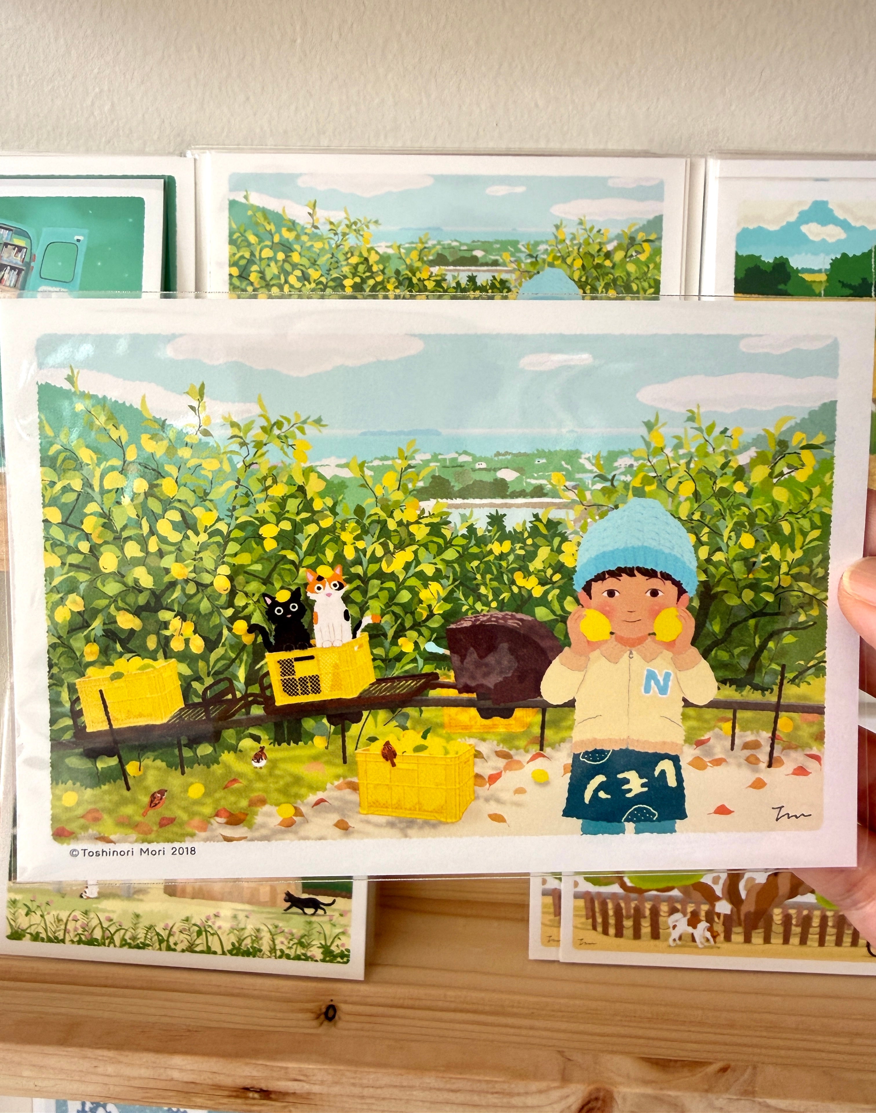 [Tabineko] Original Exclusive: Lemon Field Monorail postcard x Toshinori Mori