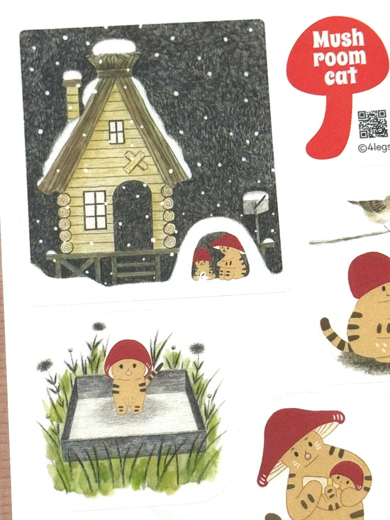 [Mushroom Cat] Days with Mushroom Cat sticker sheet x 4legs
