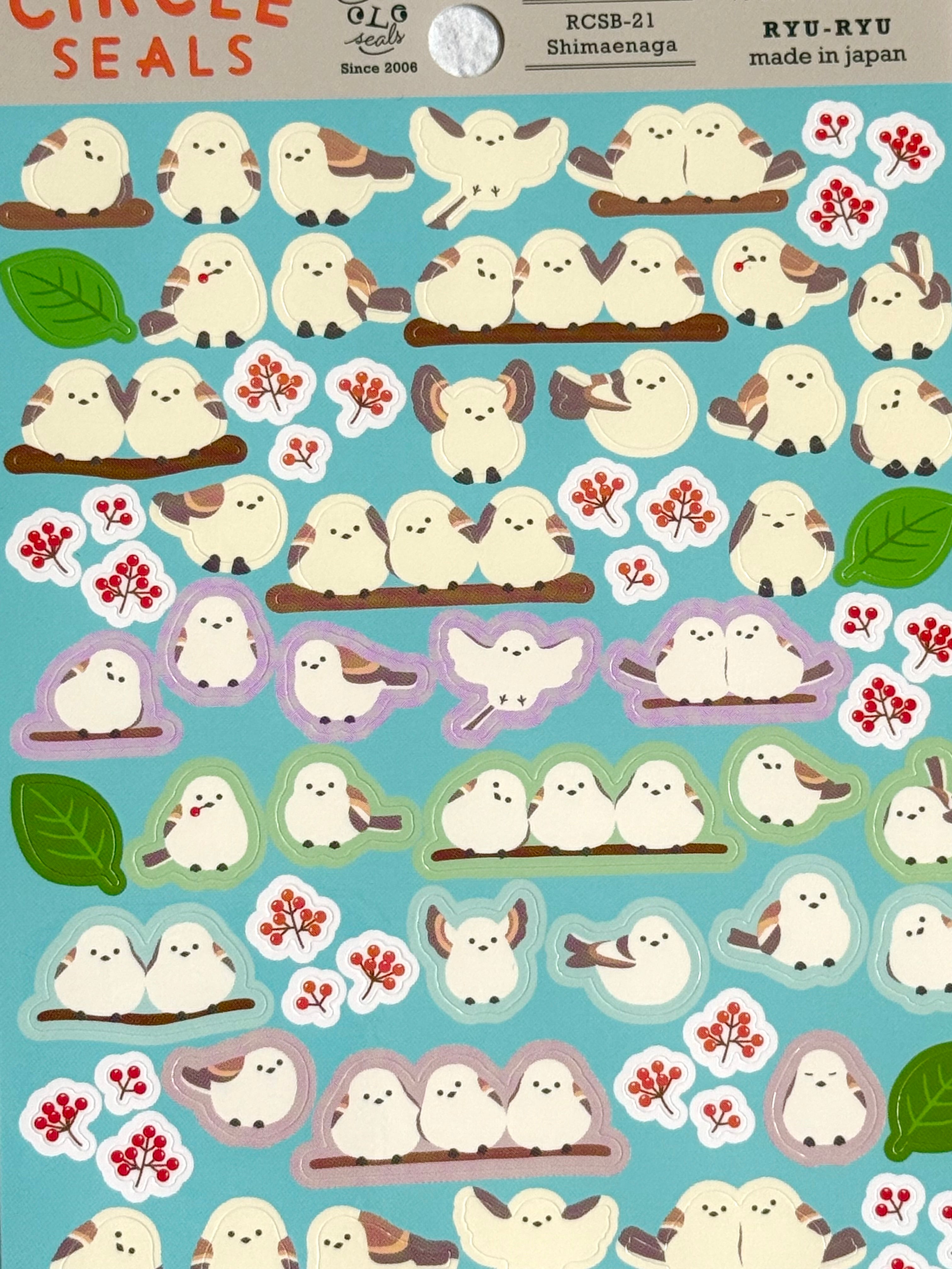 [Ryu-Ryu] Shimaenaga • Long Tailed Tit Birdie Circle Seals sticker sheet