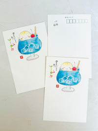 [Active] Blue Cream Soda Float postcards · set of 3