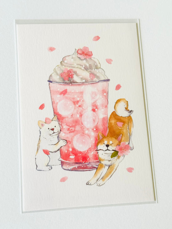 [Natsuka Murata] Shiba and Sakura Latte postcard