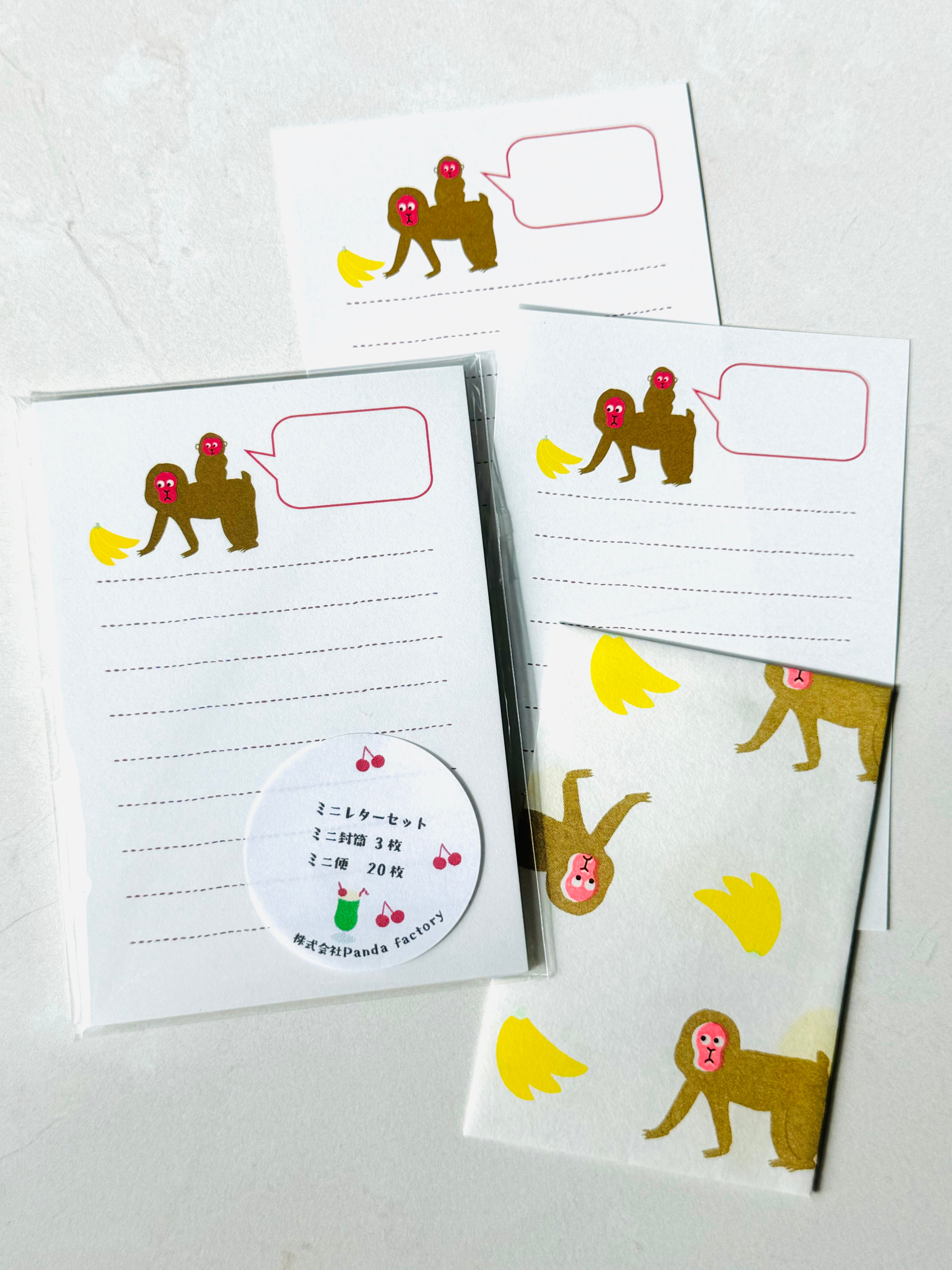 [Panda factory] Snow Monkey & Banana mini letter set
