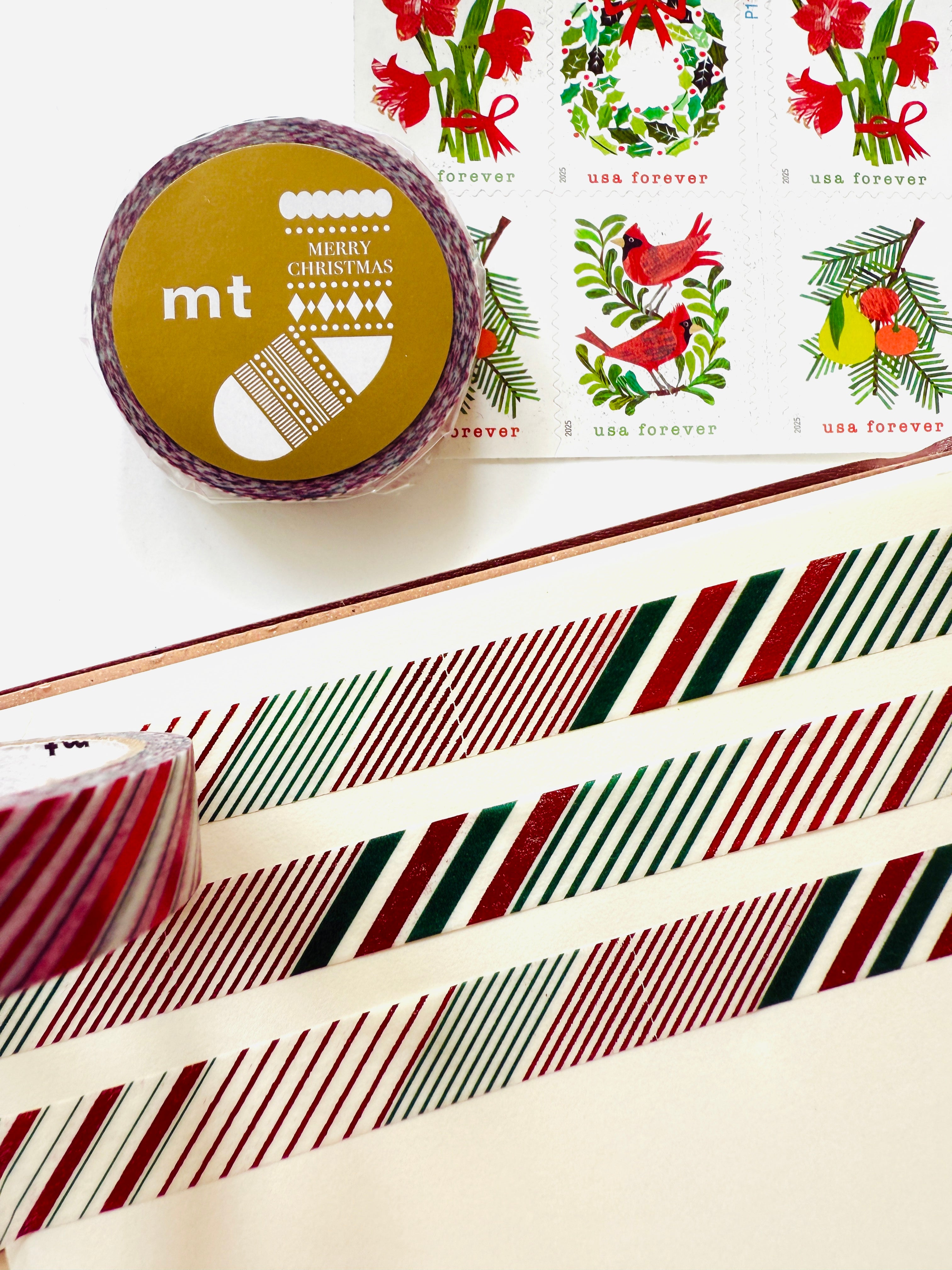 [mt] Merry Christmas Color Stripe slim washi tape