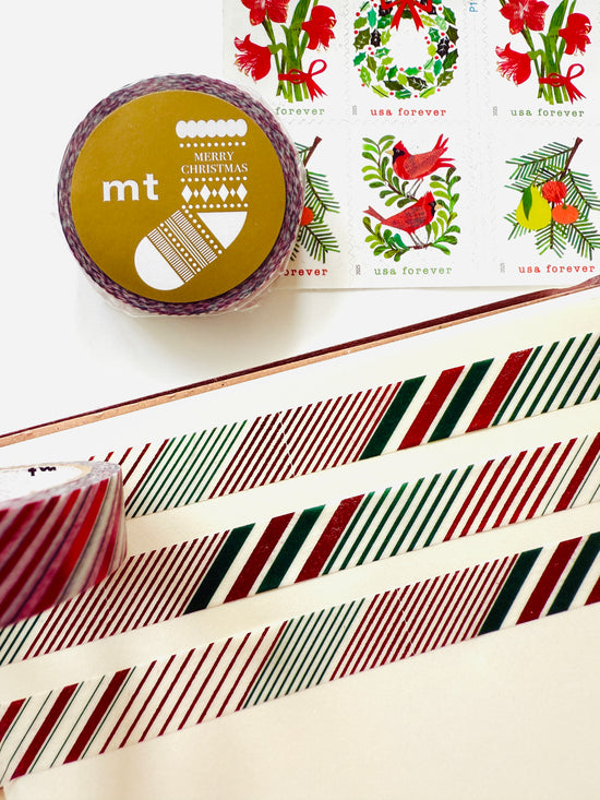 [mt] Merry Christmas Color Stripe slim washi tape