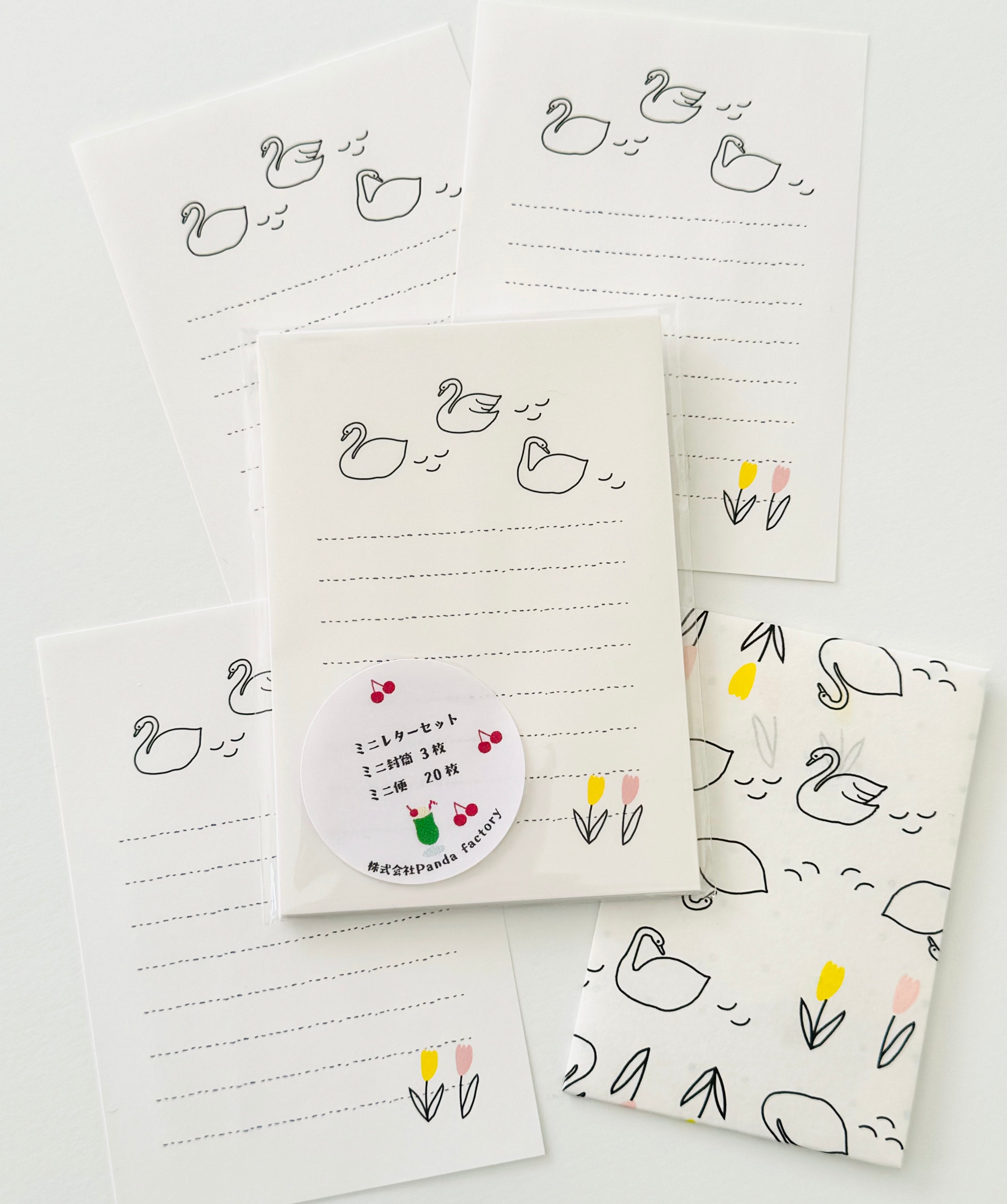 [panda factory] Classic Swan mini letter set