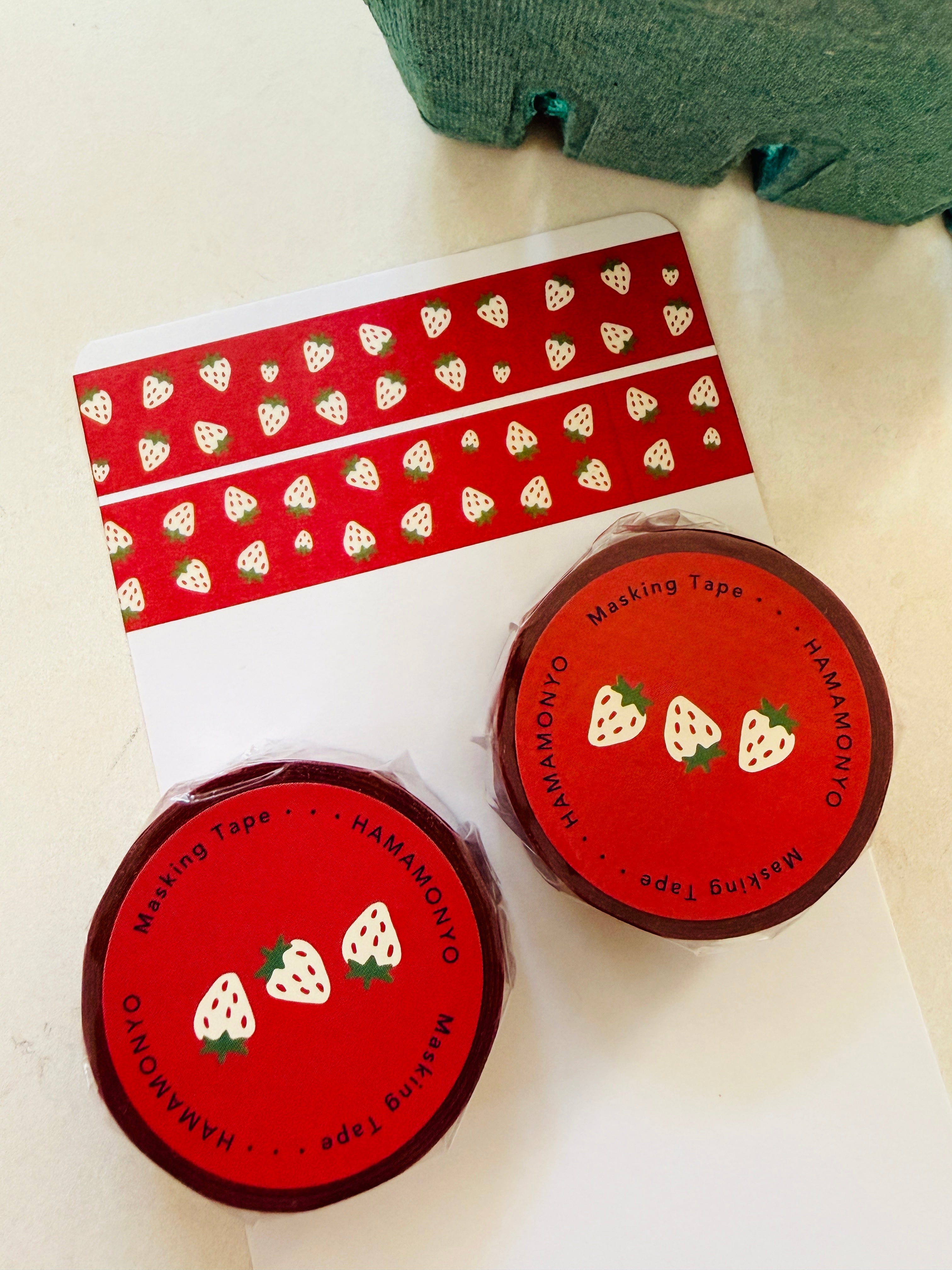 [Hamamonyo] White Strawberry washi tape