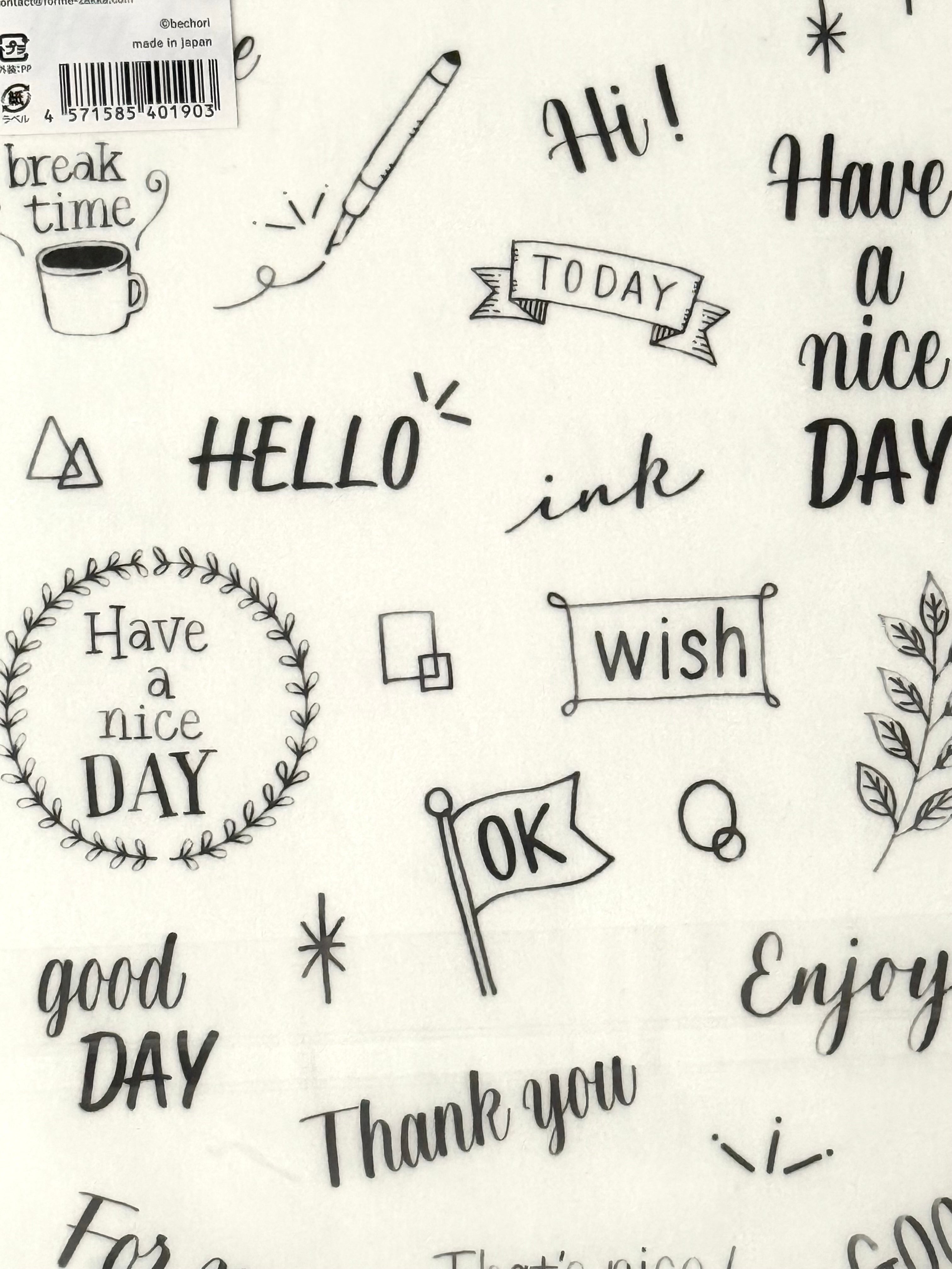 [Bechori] Hand Lettering double sided sticker sheet