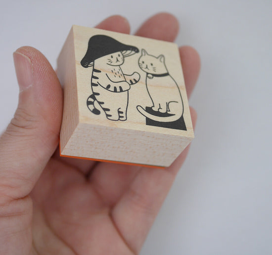 [Mushroom Cat] Cat Language rubber stamp x 4legs