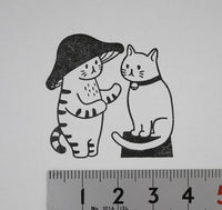 [Mushroom Cat] Cat Language rubber stamp x 4legs
