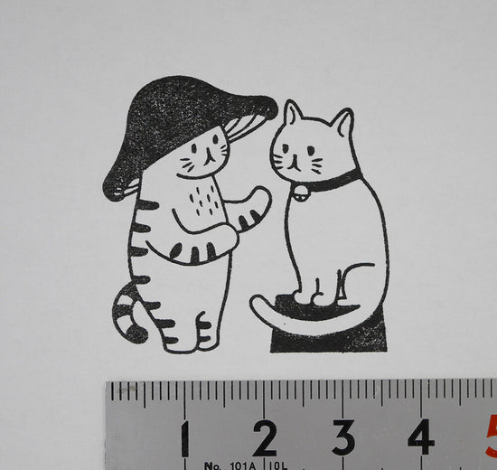 [Mushroom Cat] Cat Language rubber stamp x 4legs