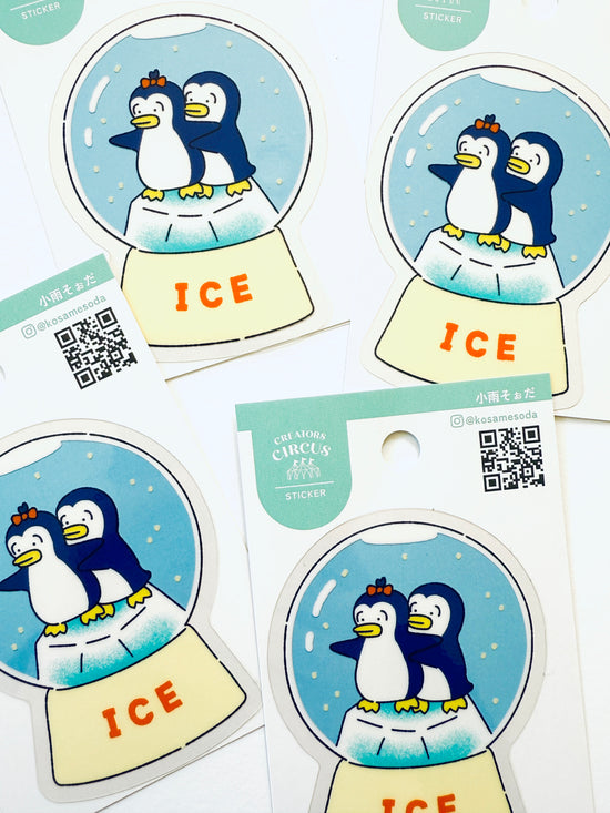 [KOSAMESODA] Creators Circus collab x Penguin Ice Snow Globe decal sticker