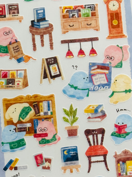 [MIND WAVE] Waku Waku series • Bookstore, Flower, Furniture, Post Office, Restaurant and Vegetable Store sticker sheet