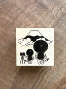 [Mushroom Cat] View of Mt. Fuji rubber stamp x 4legs