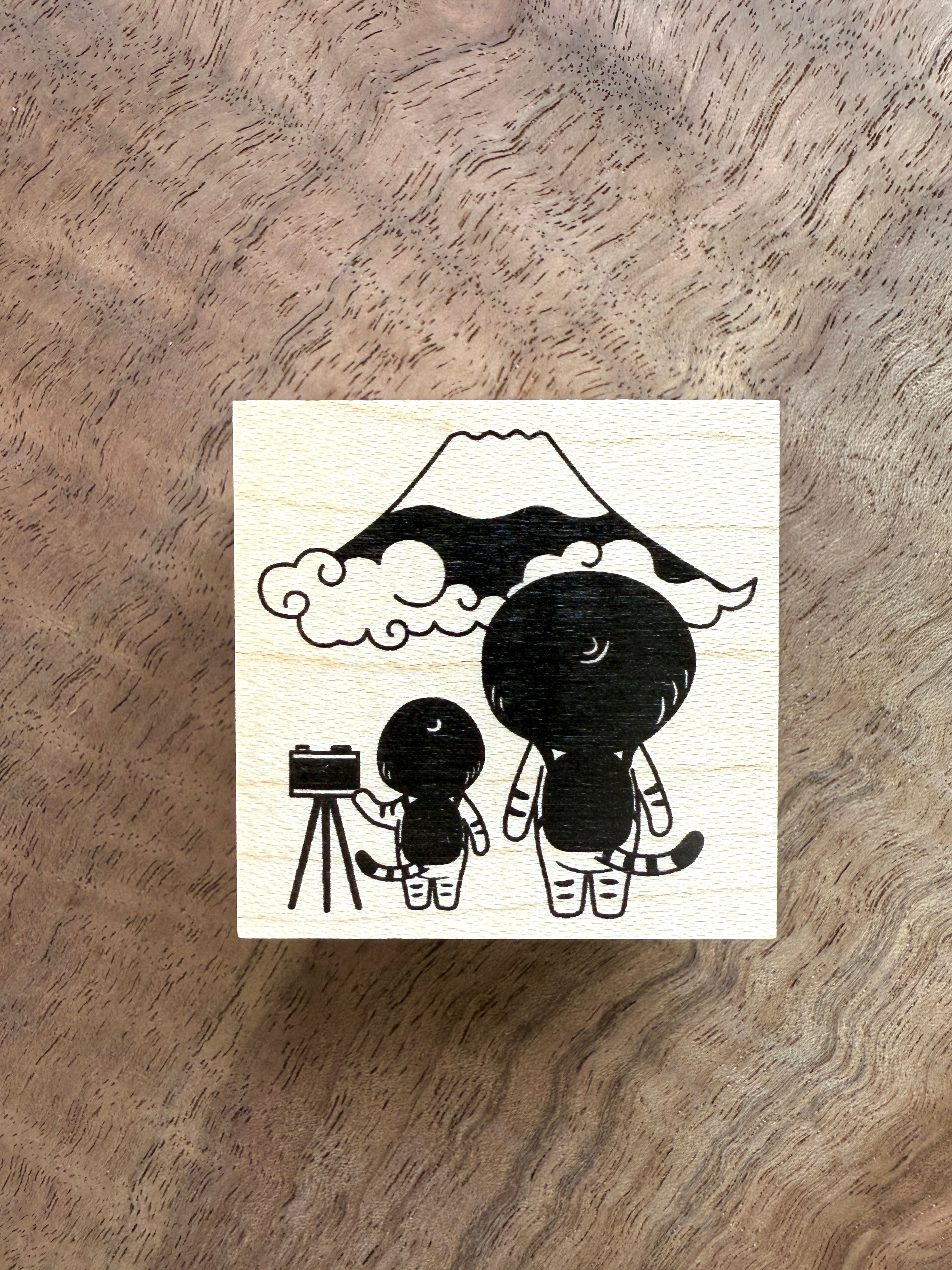 [Mushroom Cat] View of Mt. Fuji rubber stamp x 4legs