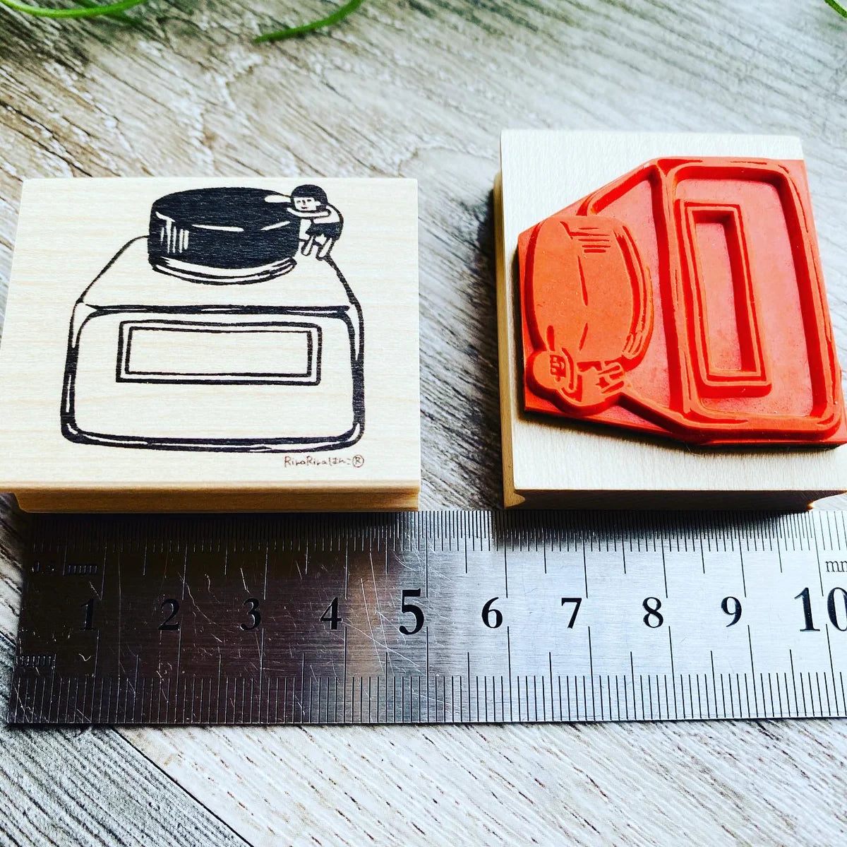 [RiraRira Hanko] Mamoru-kun Ink Bottle rubber stamp