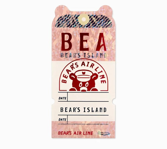 [ob1toy] Bear's Airline Island Ticket • ob1toy x ROKKAKU collaboration Holographic Foil sticker decal