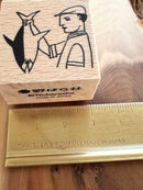 [Nobarasha] Man and Fish Hanko rubber stamp