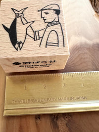 [Nobarasha] Man and Fish Hanko rubber stamp