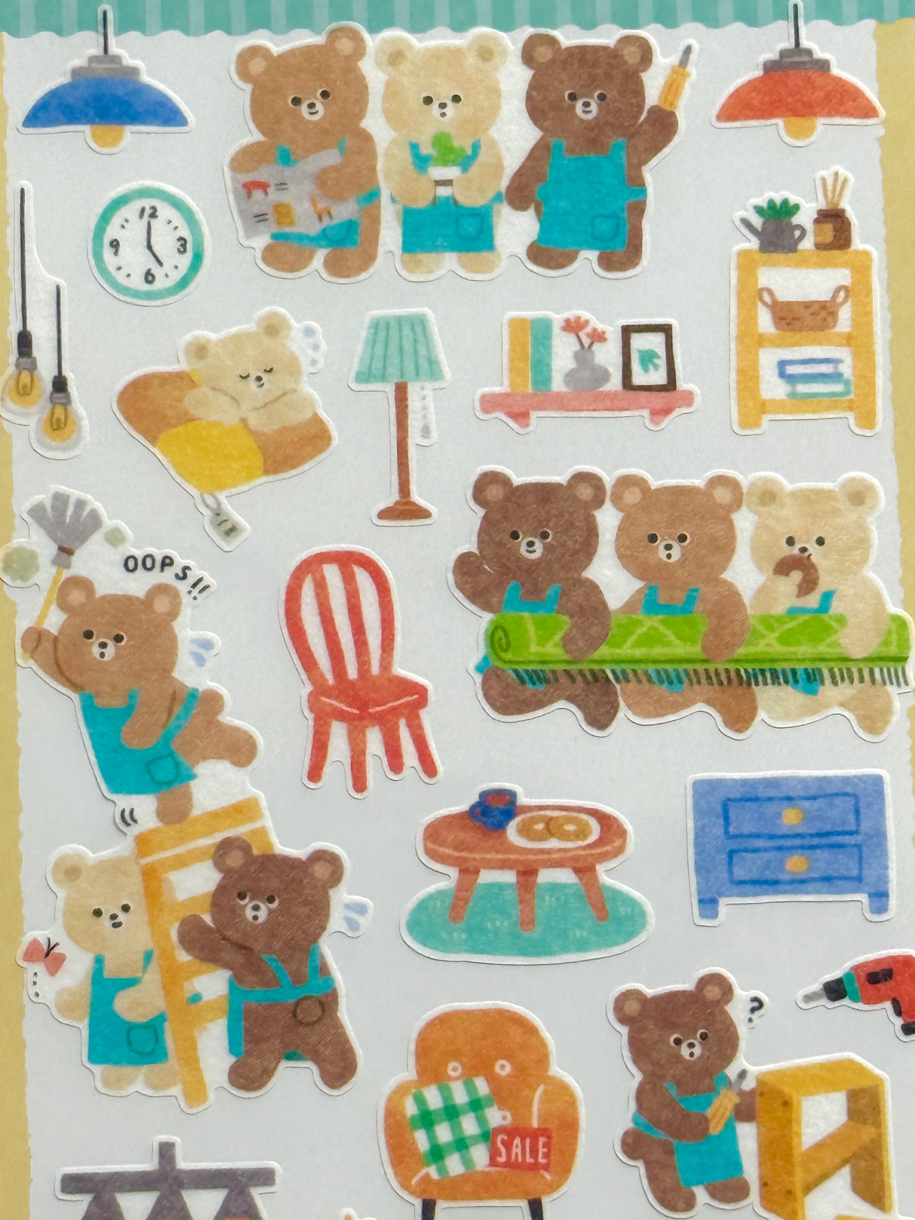 [MIND WAVE] Waku Waku series • Bookstore, Flower, Furniture, Post Office, Restaurant and Vegetable Store sticker sheet