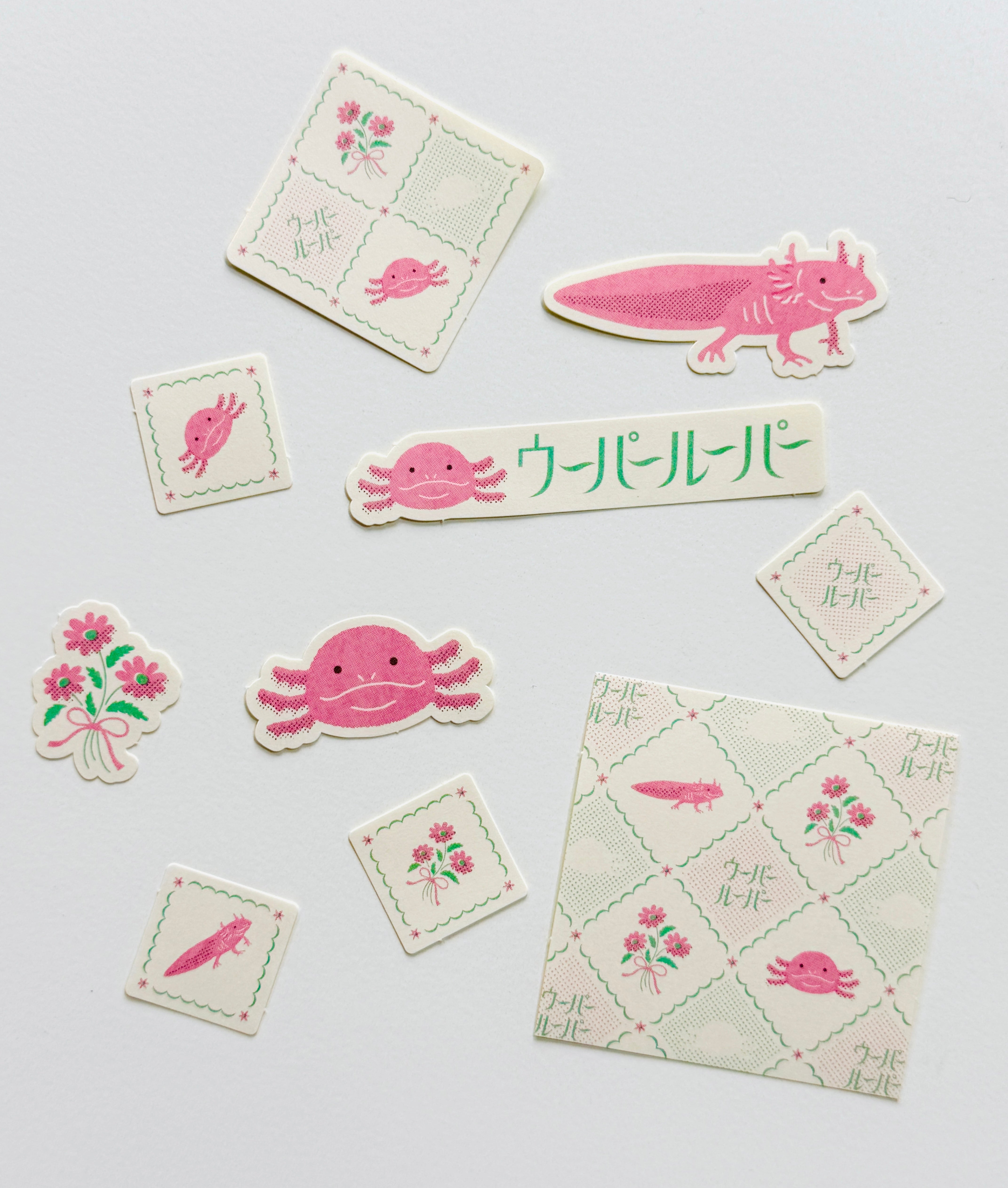 [GreenFlash] Axolotl Love flake stickers