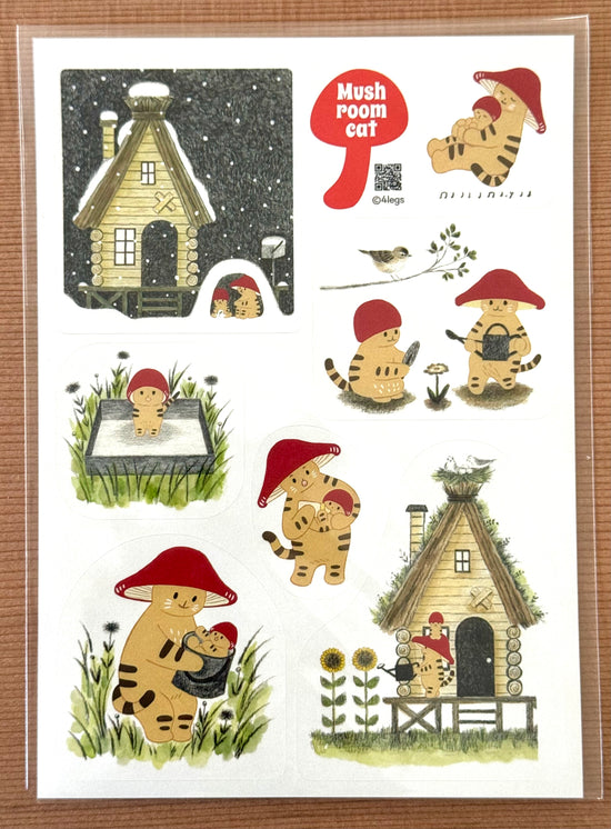 [Mushroom Cat] Days with Mushroom Cat sticker sheet x 4legs