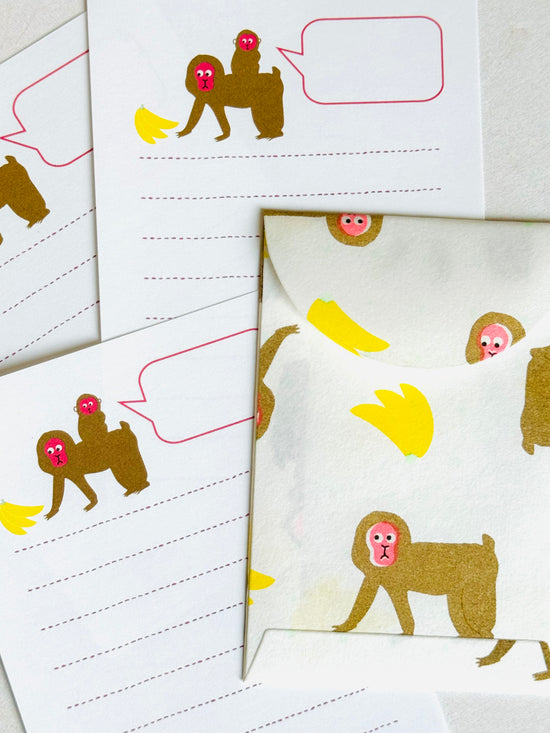[Panda factory] Snow Monkey & Banana mini letter set
