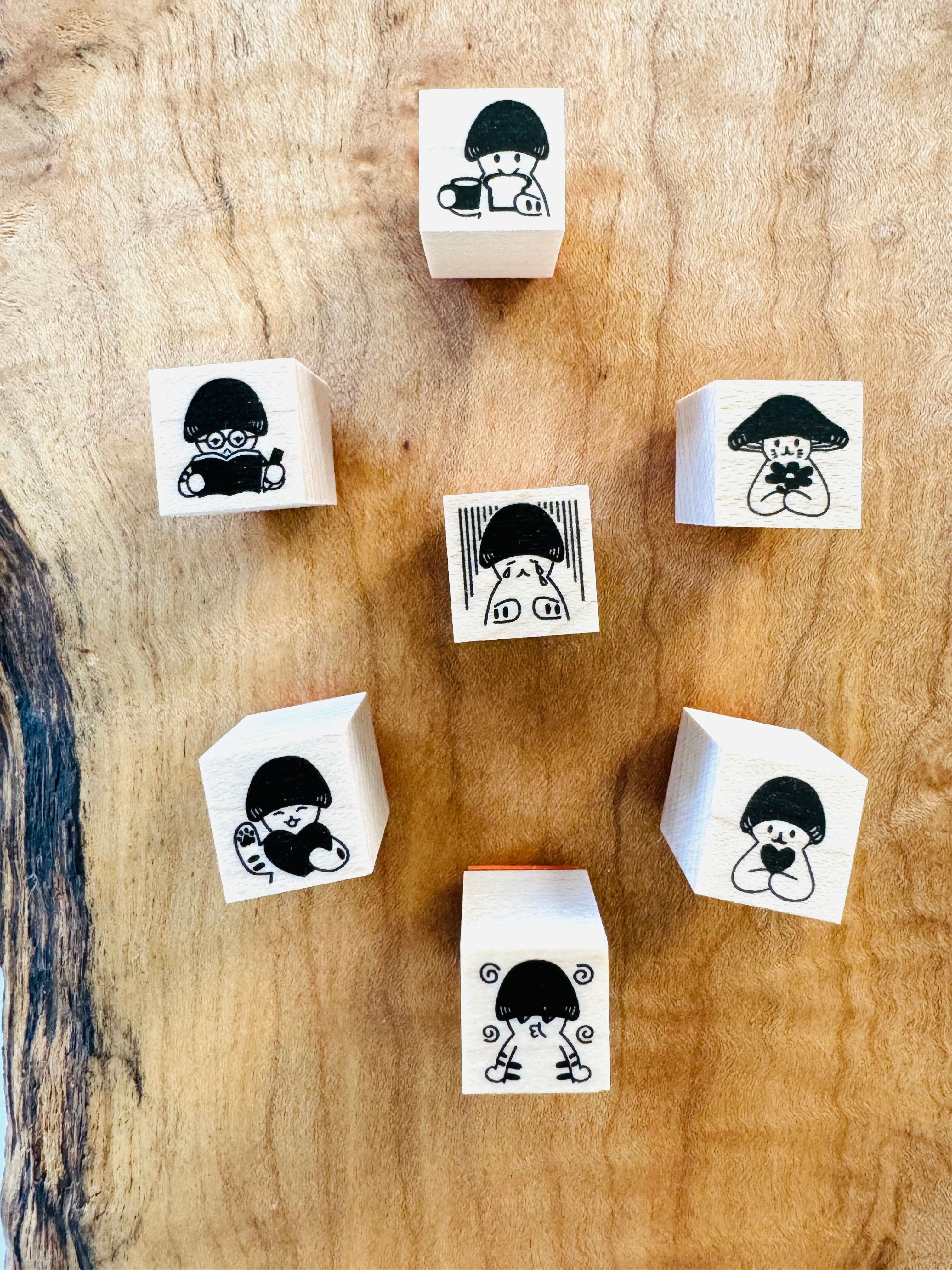 [Mushroom Cat] Everyday mini rubber stamps