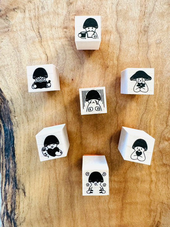 [Mushroom Cat] Everyday mini rubber stamps