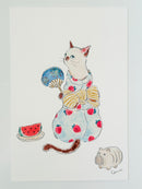 [tocorocomugi] Fireworks Together with Nyanko postcard