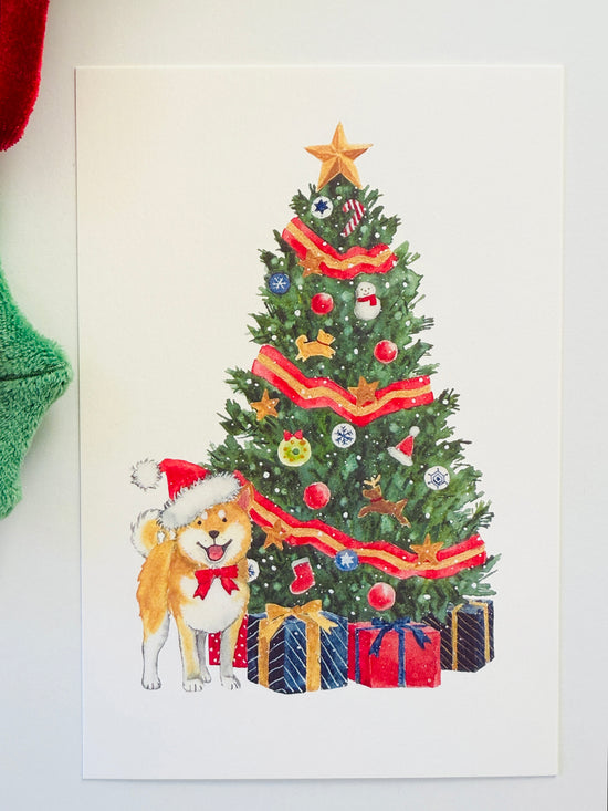 [Natsuka Murata] Shiba Christmas Tree postcard