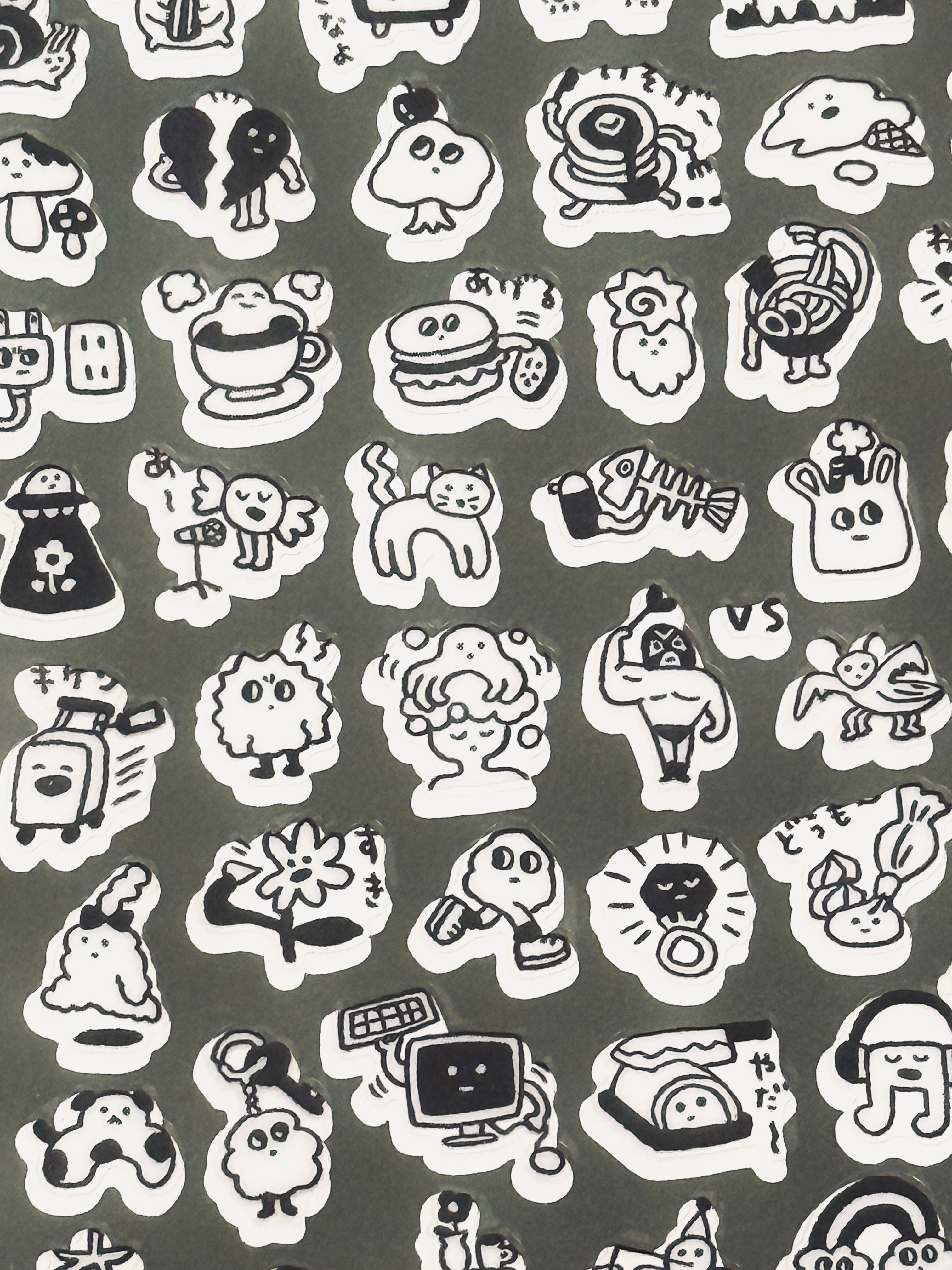[MIND WAVE] Quirky Doodles Monochrome sticker sheet