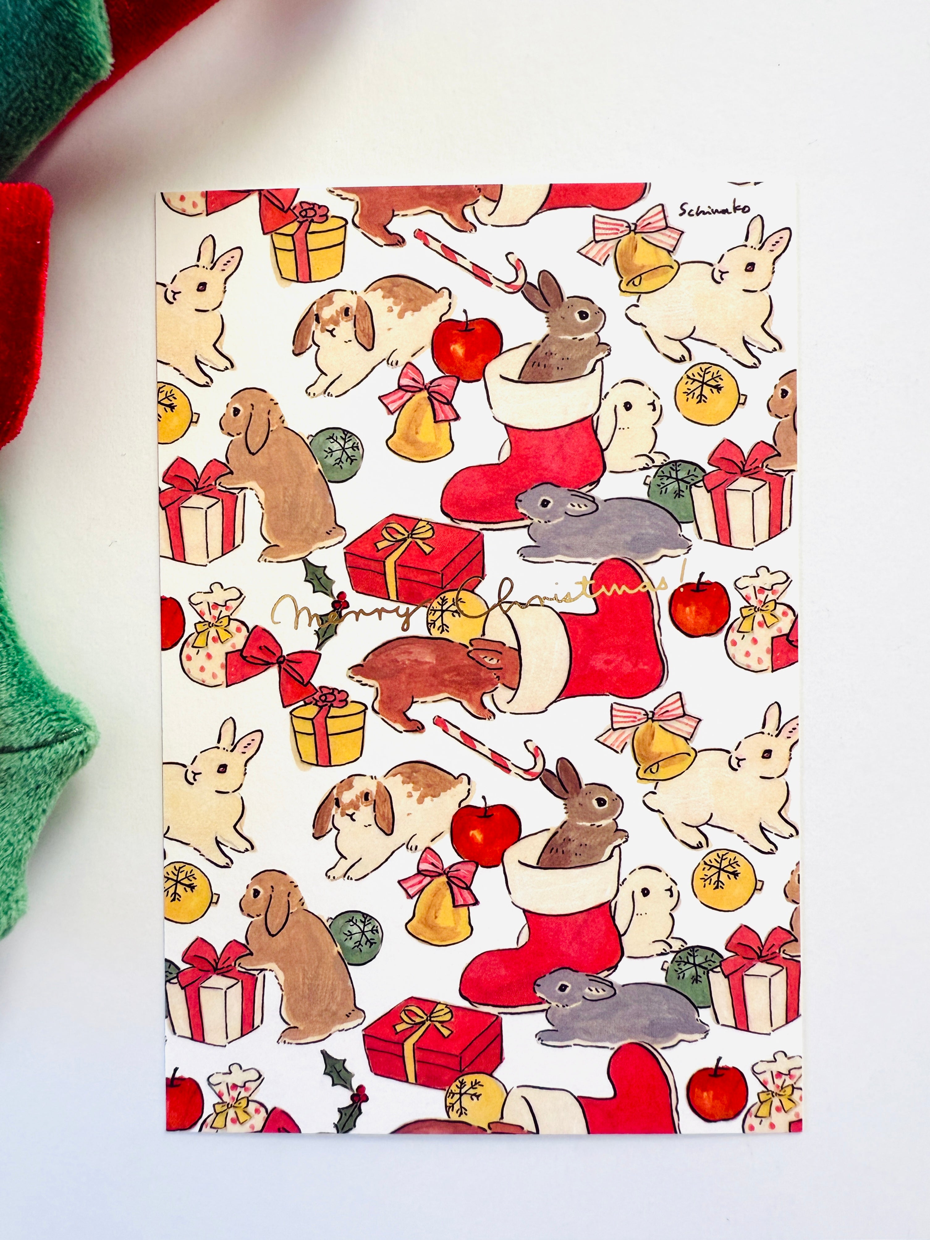 [Schinako Moriyama] Bunny Christmas Stockings You postcard