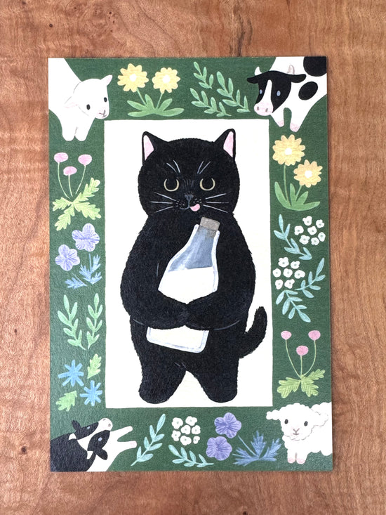[4legs] Moo Milk Cat postcard