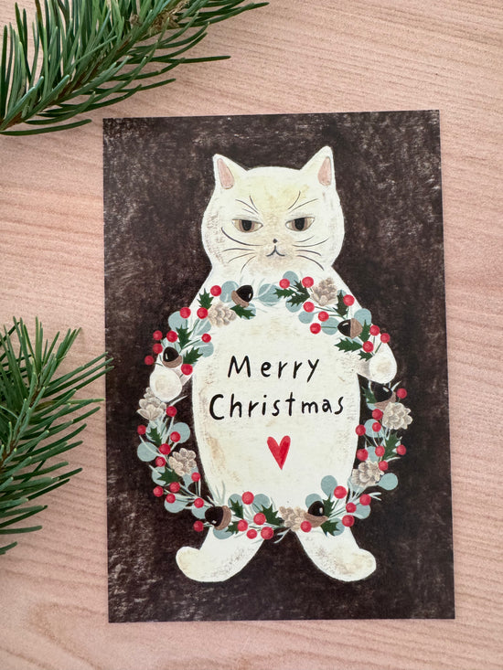 [4legs] Cat's Christmas Wreath postcard