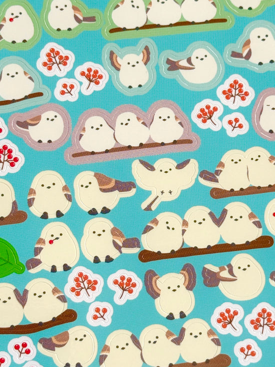 [Ryu-Ryu] Shimaenaga • Long Tailed Tit Birdie Circle Seals sticker sheet