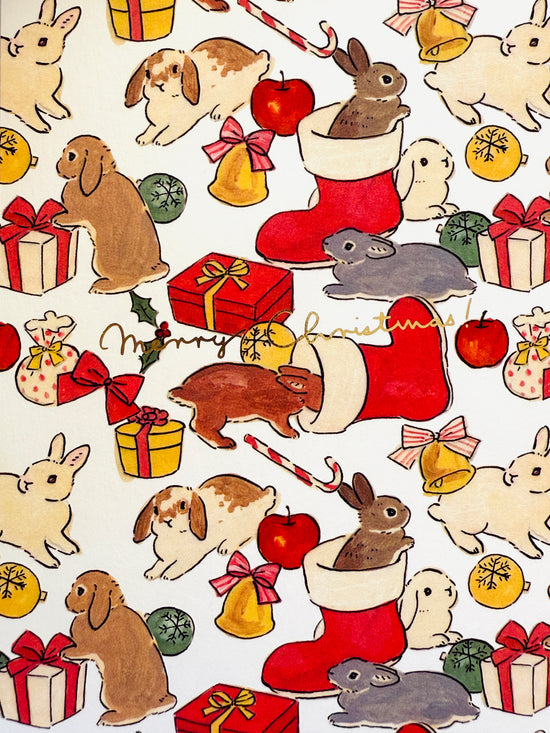 [Schinako Moriyama] Bunny Christmas Stockings You postcard
