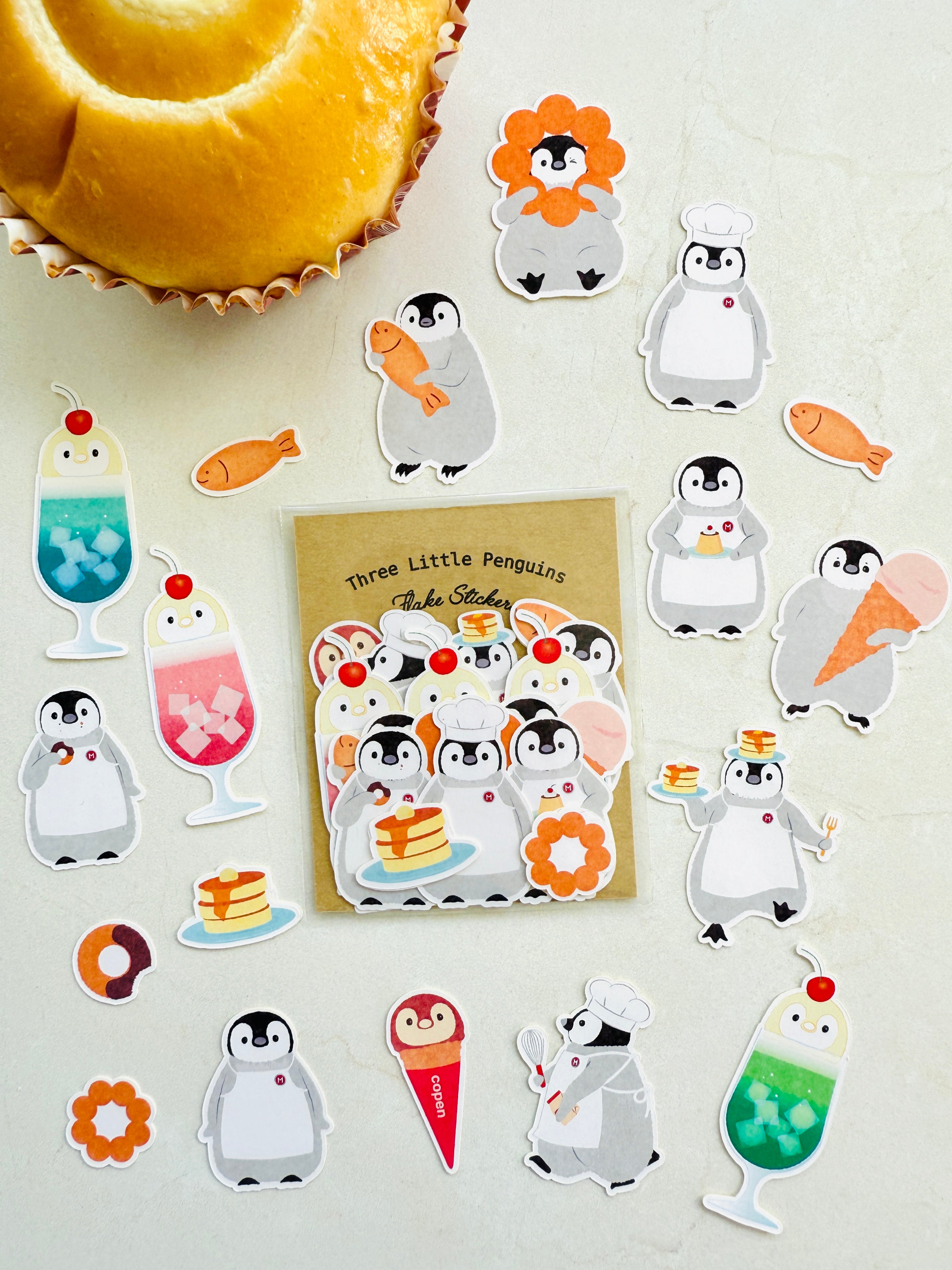 [trois M] 🐧 Penguin Dessert flake stickers