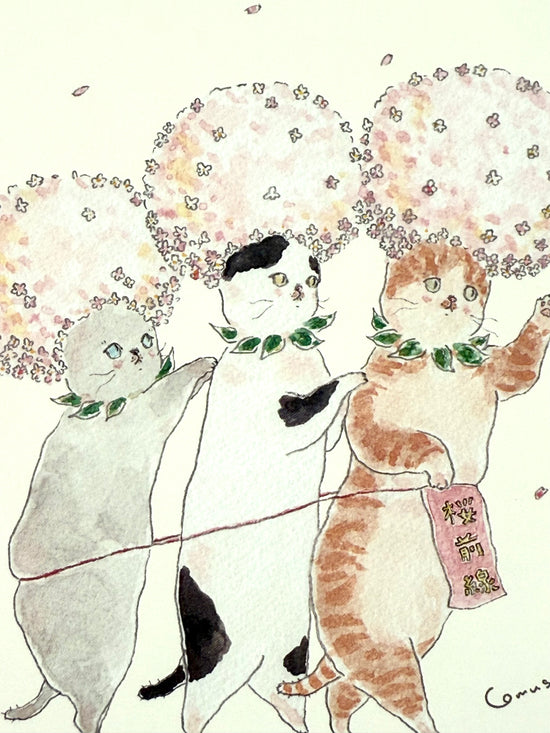 [tocorocoomugi] Cat Trio Blossom Dance