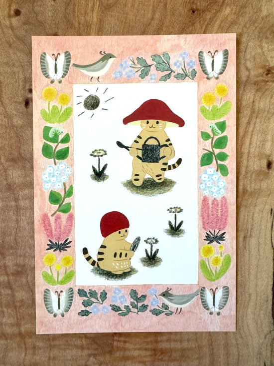 [Mushroom Cat] Days of Spring postcard