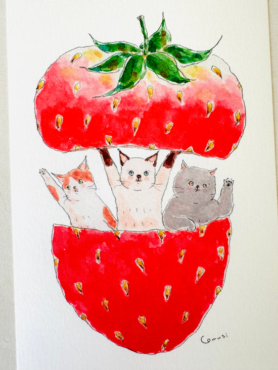 [tocorocomugi] Strawberry Surprise postcard