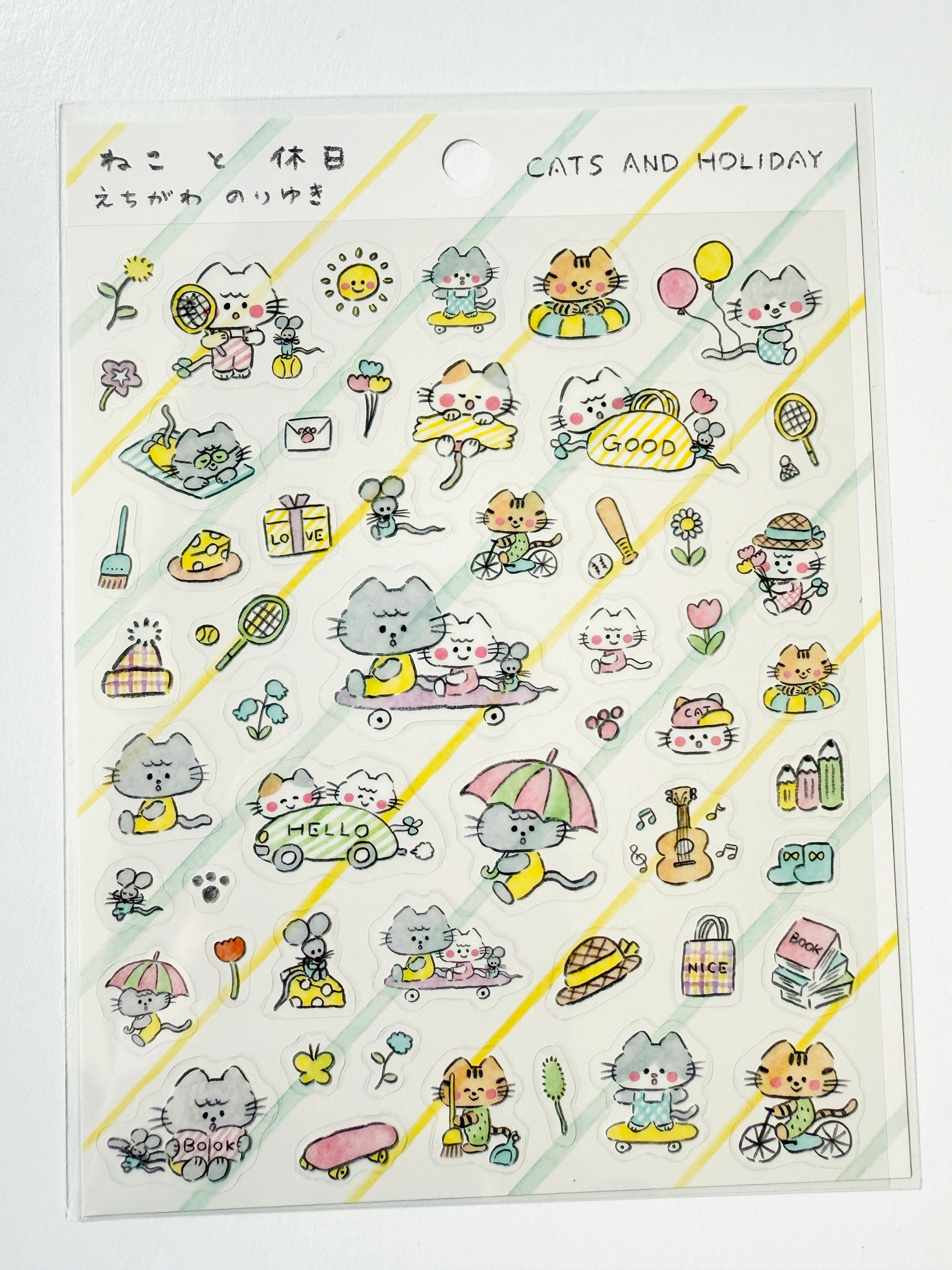 [Noriyuki Echigawa] cozyca x Cats and Holiday sticker sheet