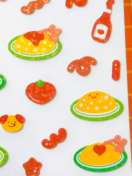 [World Craft] Omurice Yum Yum deco sticker sheet (last chance • no restock)