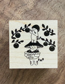 [Mushroom Cat] Apple Picking rubber stamp x 4legs