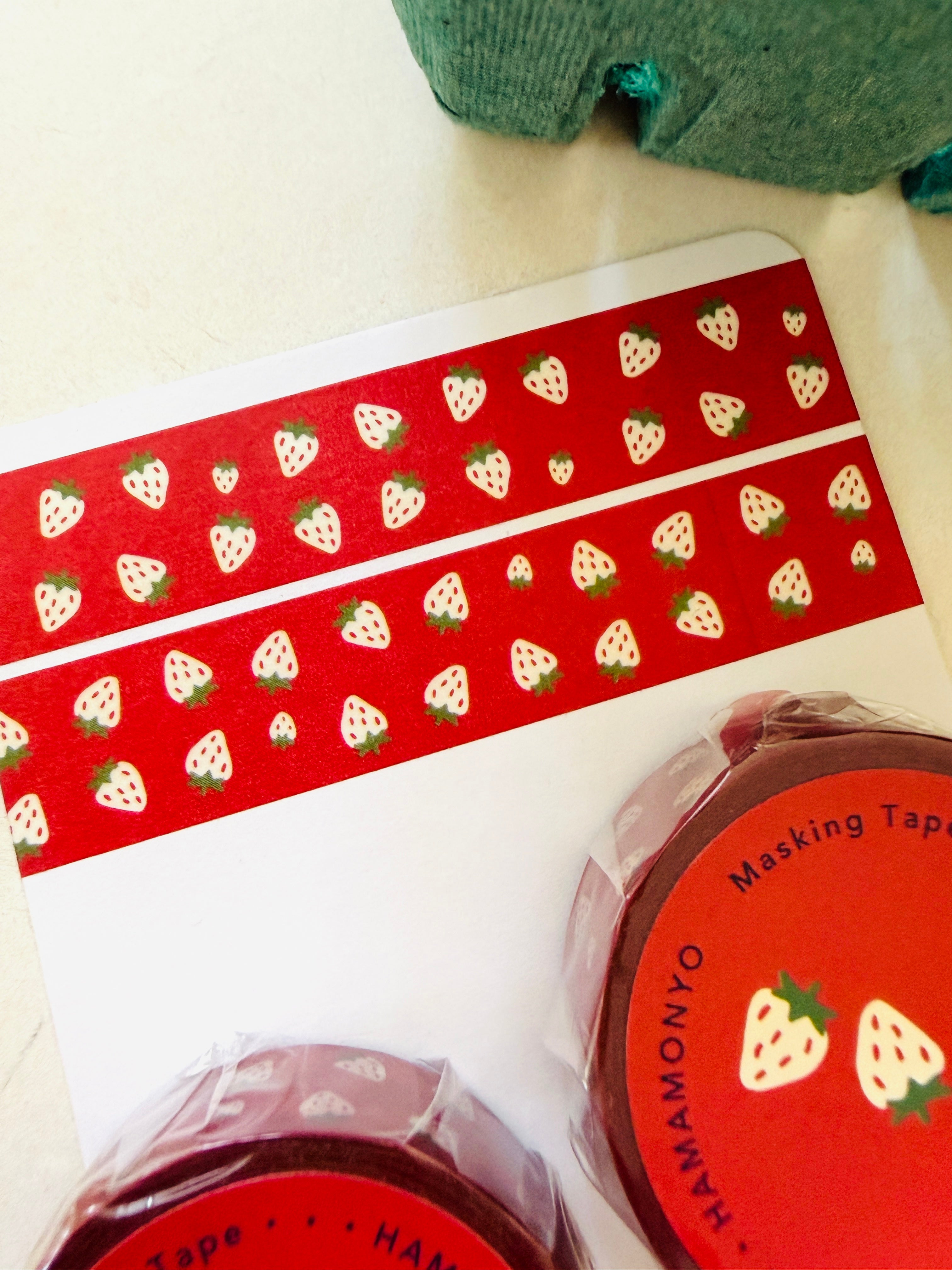 [Hamamonyo] White Strawberry washi tape