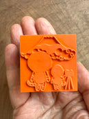 [Mushroom Cat] View of Mt. Fuji rubber stamp x 4legs