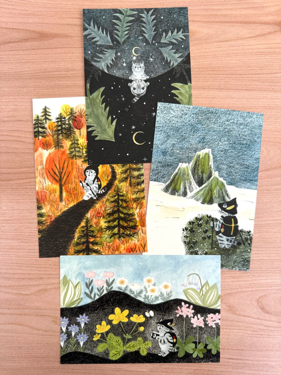 [4legs] Cat Seasons postcard
