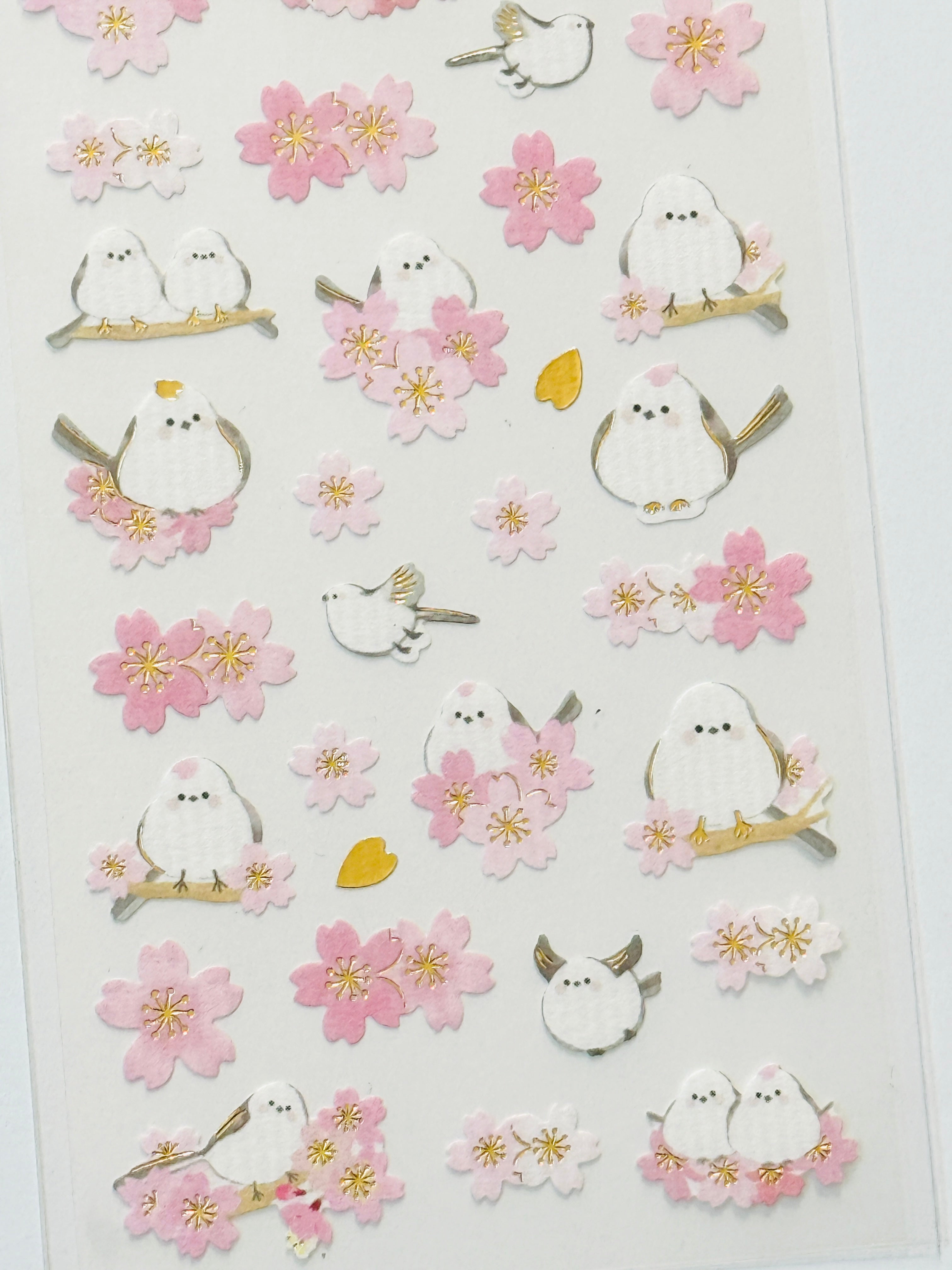 [Active] Long Tail Tit Birdie & Sakura sticker sheet