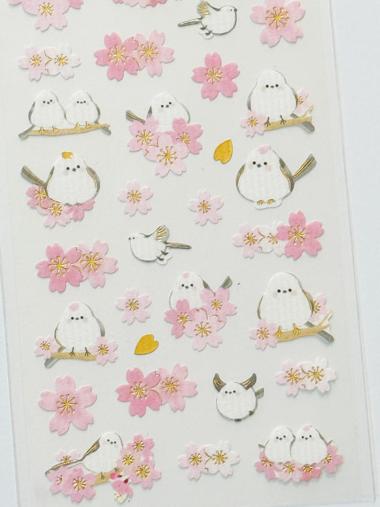 [Active] Long Tail Tit Birdie & Sakura sticker sheet