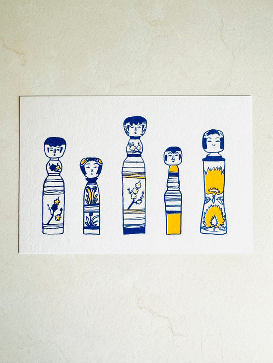 [Mizushima] Kokeshi Folk Toy postcard