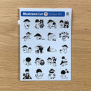 [Mushroom Cat] Hanko Stamp Monochrome sticker sheet